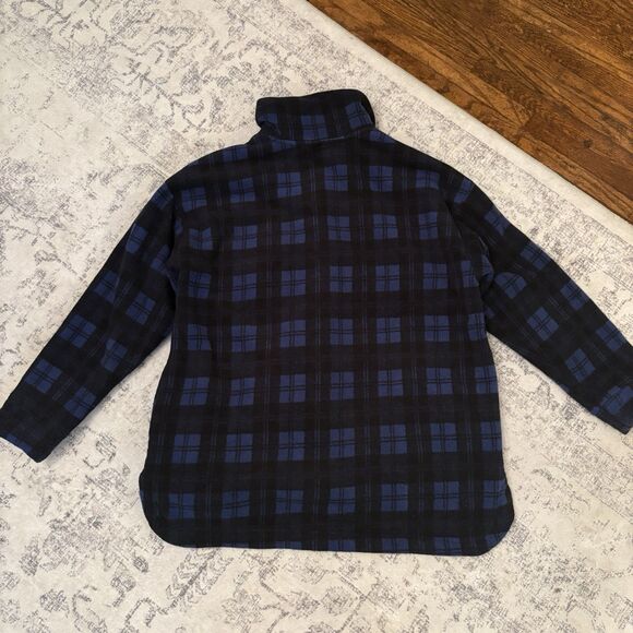 Cuddl Duds Fleecewear Bonded Sherpa Button-Front Shacket Blue Plaid Size Large - Picture 3 of 10